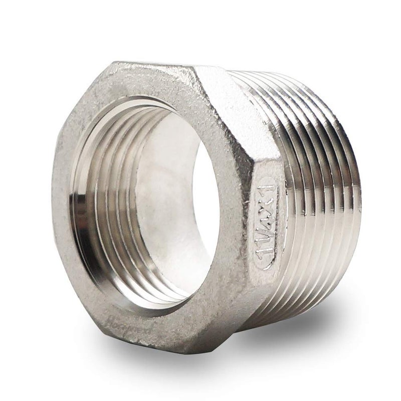 Horiznext npt 1-1/4 to 1 reducing bushing, male to female reducer stainless steel 304 - Image 1